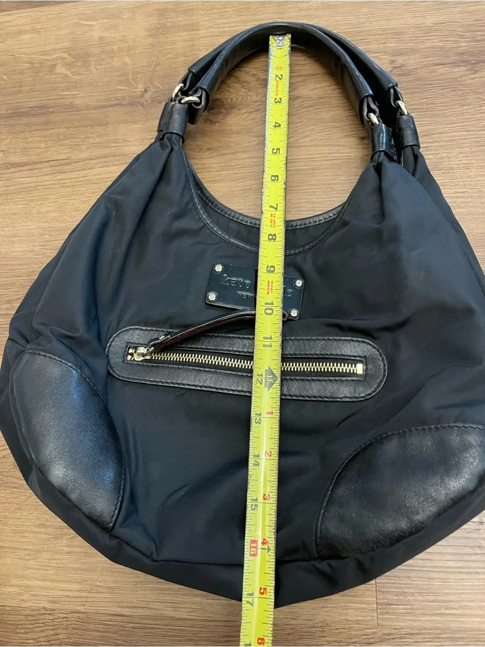 Kate Spade New York Classic Black Nylon/Leather Hobo Bag Purse Satchel